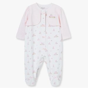 Little Me Pink Bunny Print Footie